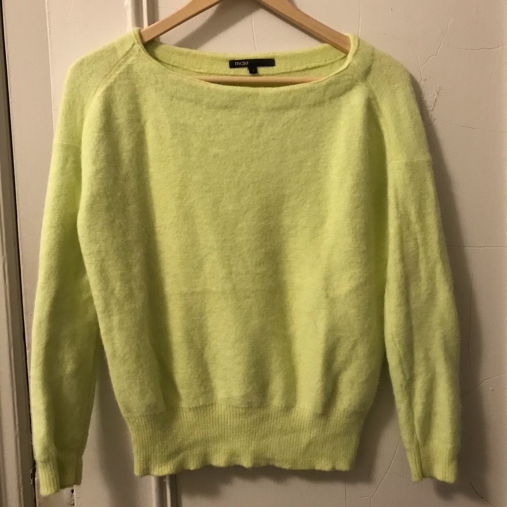 Maje light green angora sweater
